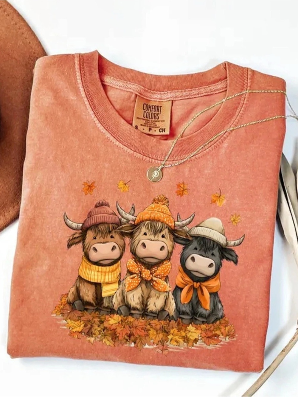 Comfort Colors Yam Highland Cow Graphic T shirt